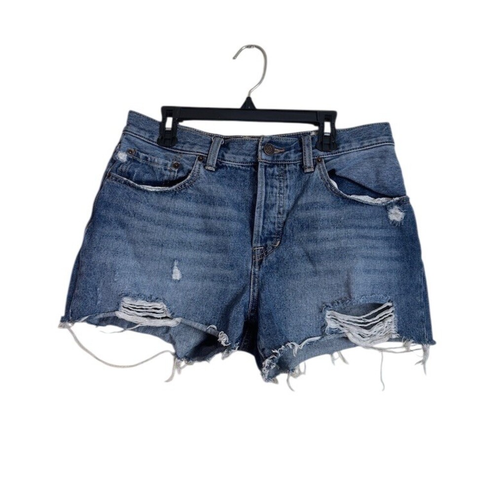 We The Free Jean Shorts Womens Size 29 Blue High Rise Distressed Cut-Off